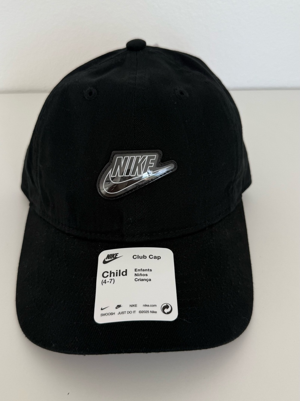 NWT Nike Kids Black Club Cap Adjustable Hat Size 4–7